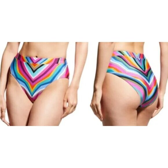 Trina Turk Womens Reversible Louvre High Waisted Swim Bottom Size 10 - Picture 1 of 8